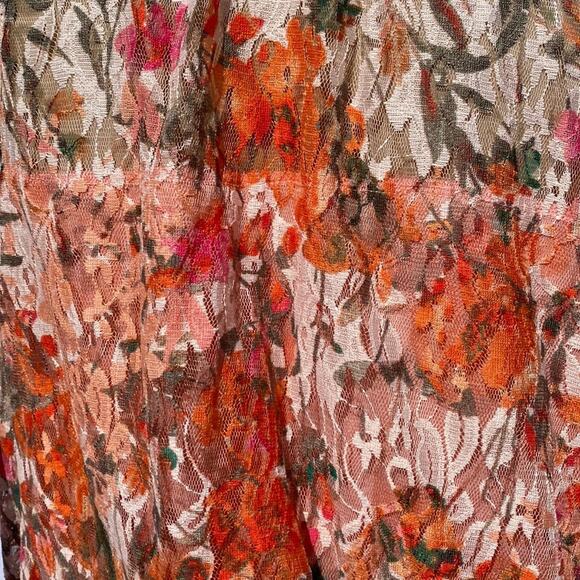 Status by Chenault Pink Women's Floral Lace Shirred Mock Neck Sleeveless Top S - Picture 7 of 9